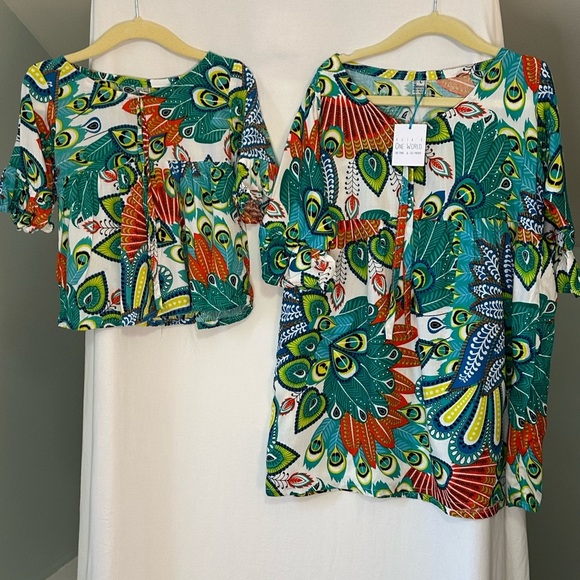 Sister & Me matching tropical print Cover ups Tops size xsmall & Large - Picture 2 of 12